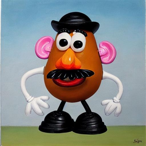 Exemple de sortie DreamBooth : huile sur toile de Monsieur Patate par Picasso
